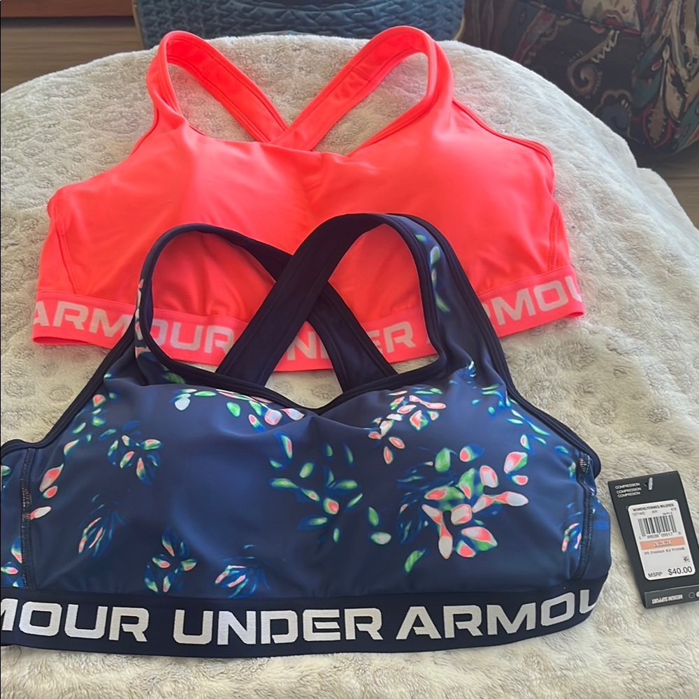 Under Armour Women's Sports Bra Set - Coral and Navy Floral